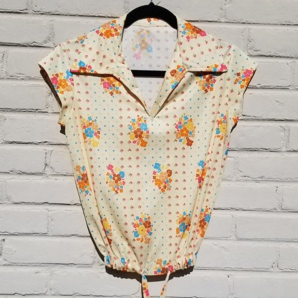 Vintage 70’s Tie Blouse- Size S - Picture 1 of 4